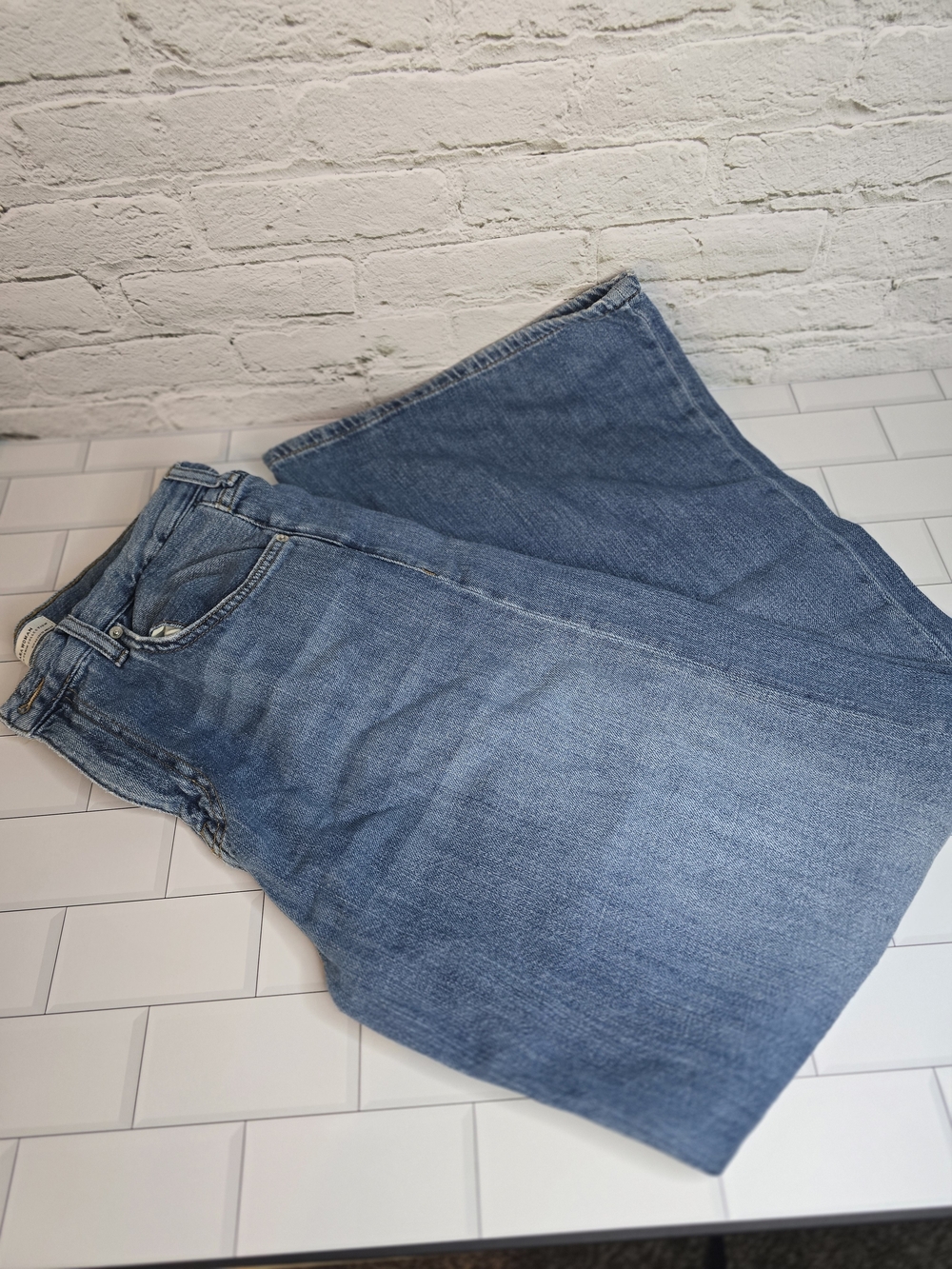Zara Blue Flare Wide-Leg Jeans Sz 10
